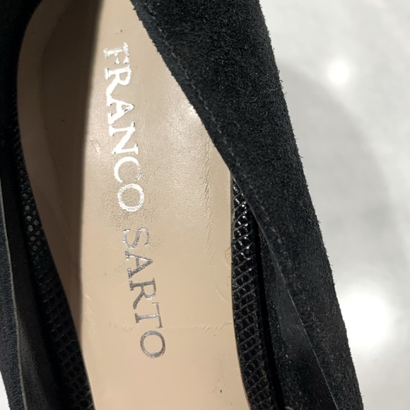 Franco Sarto black suede 4” heels with embossed heel size 8.5 - Picture 8 of 11